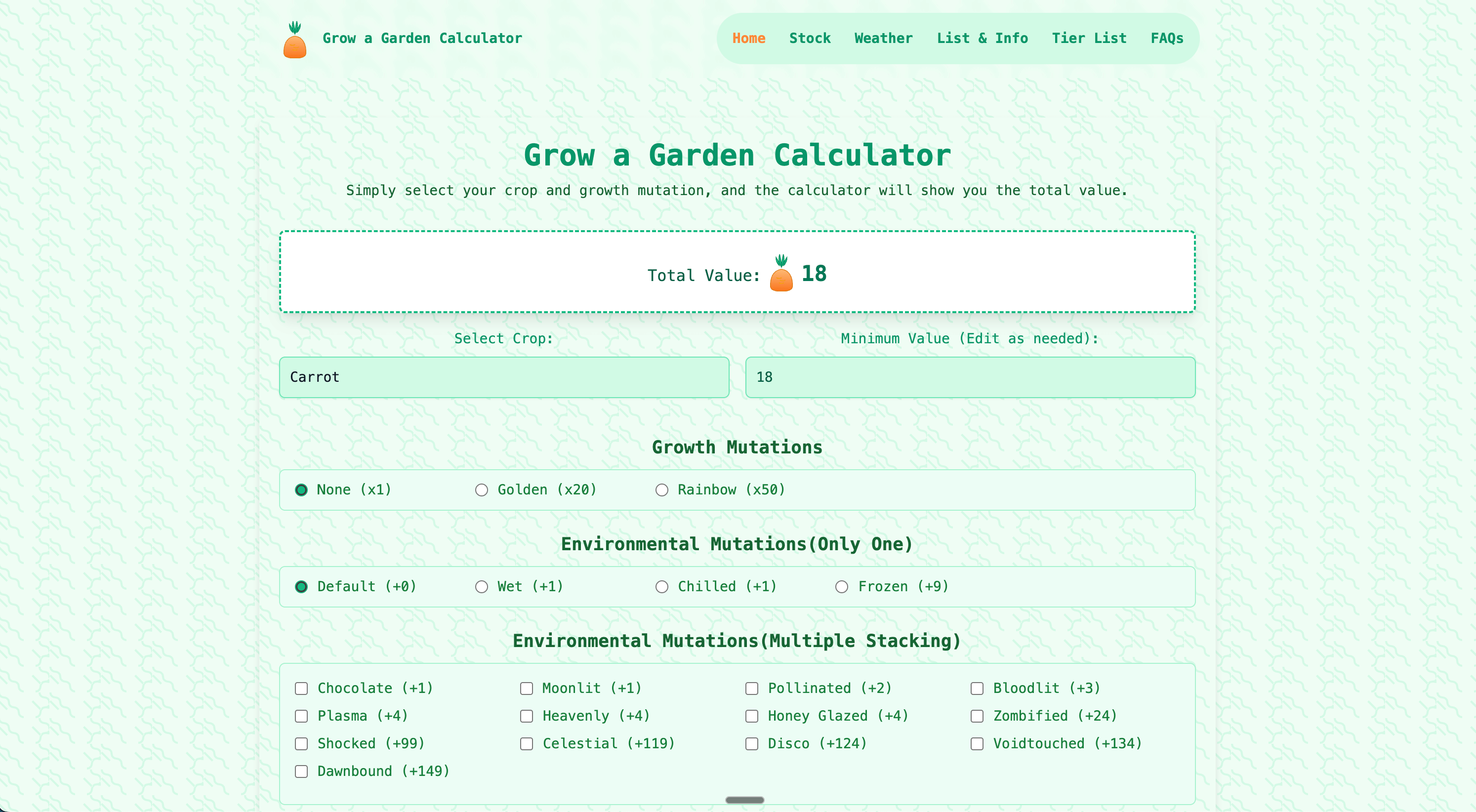 Grow A Garden Calculator